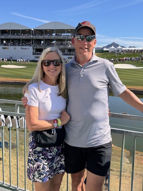 Jay and Janice at a golf course event